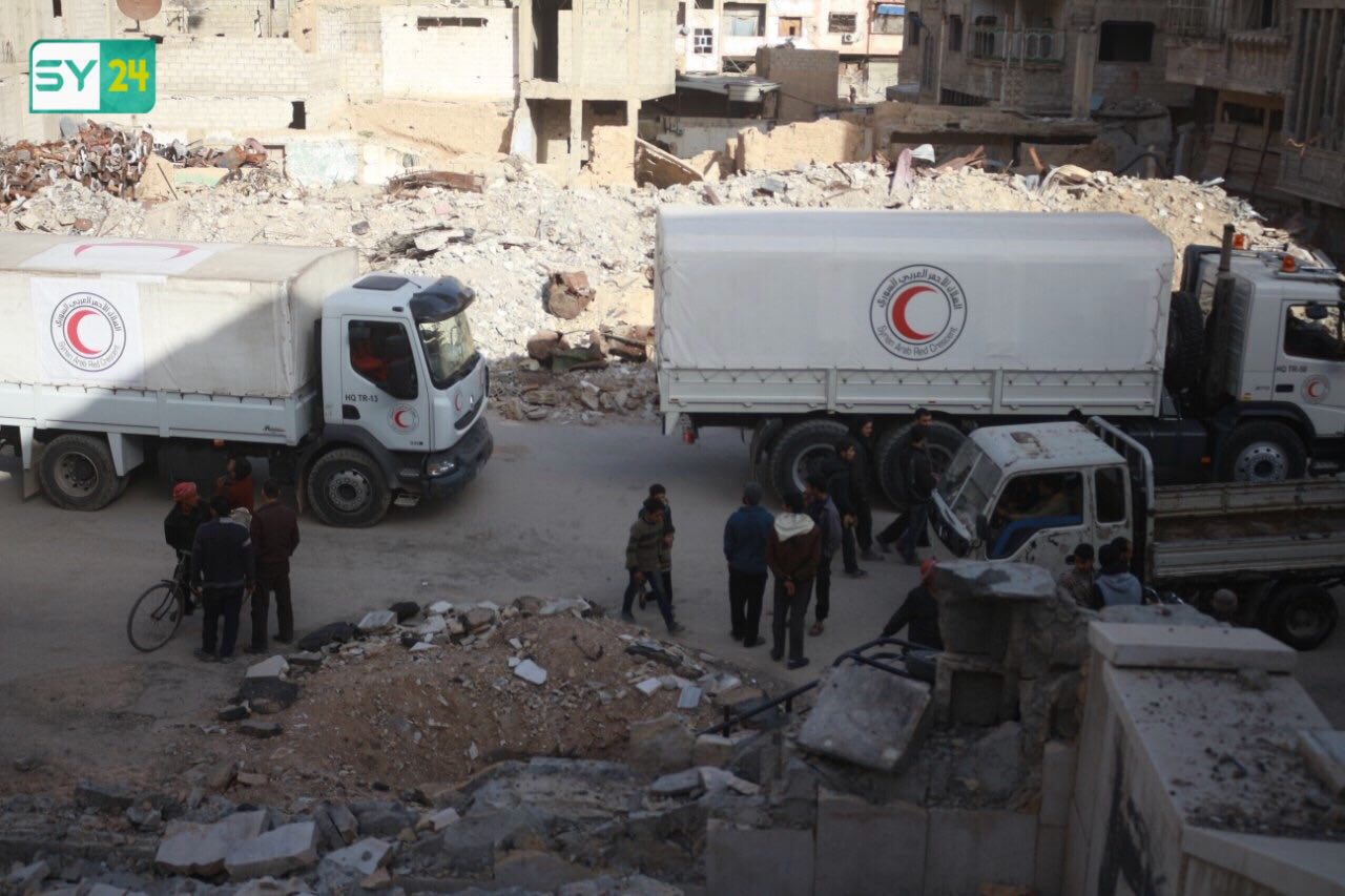 الصليب الأحمر لـ SY24: إجلاء الجرحى وإدخال مساعدات جديدة للغوطة مرهون بتوافق الأطراف المتنازعة