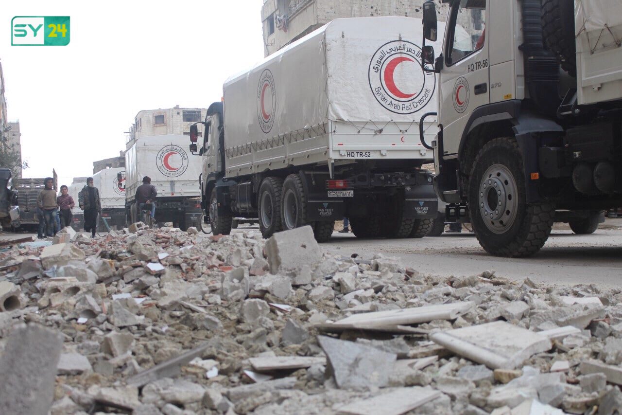 صورة أرشيفية لدخول المساعدات إلى الغوطة