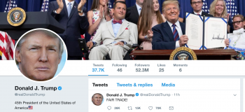 حساب الرئيس الامريكي دونالد ترامب على تويتر