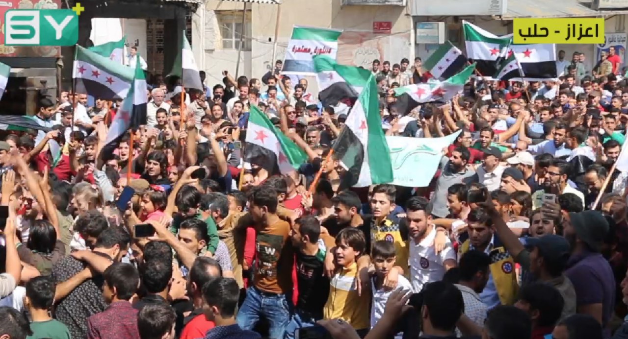 من ساحات مدينة #إعزاز بريف #حلب.. الحرية للمعتقلين