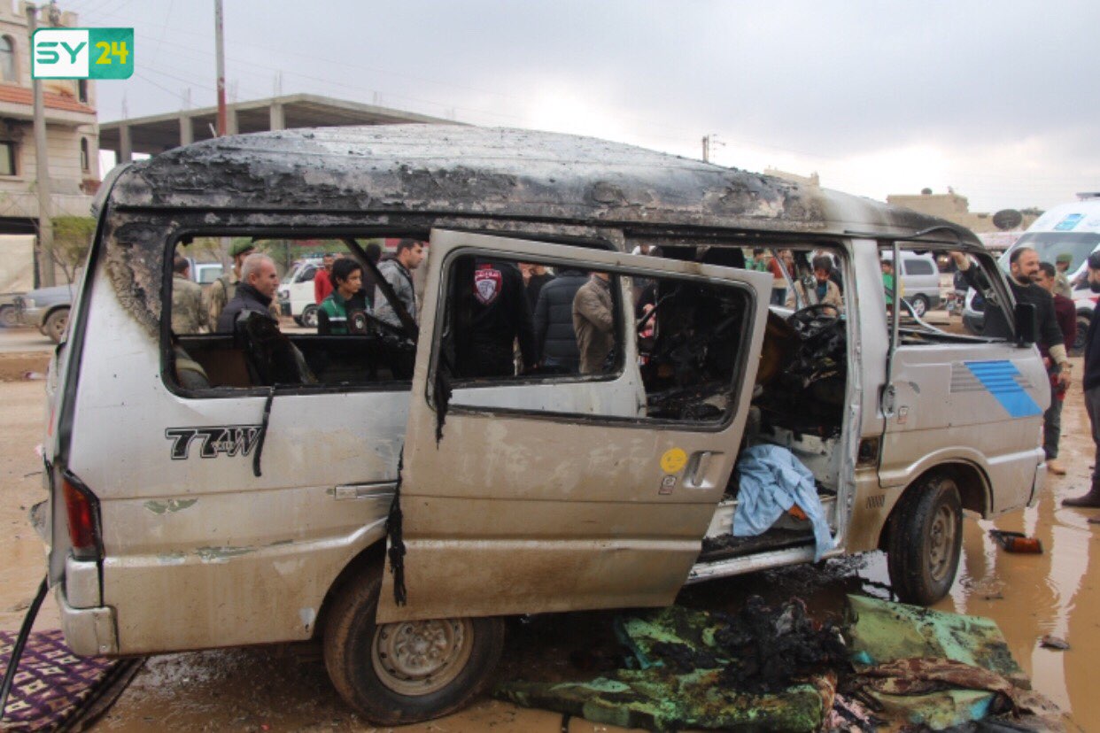 انفجار عبوة ناسفة في سيارة نقل عامة شمال حلب