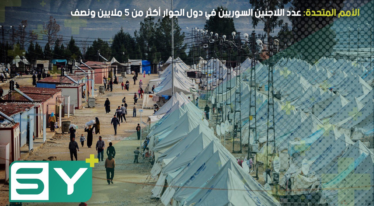 الأمم المتحدة: عدد اللاجئين السوريين في دول الجوار أكثر من 5 ملايين ونصف