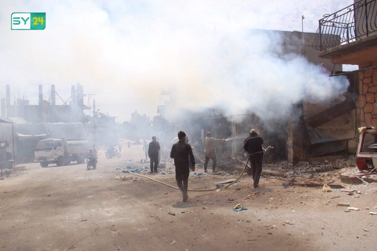 قتلى وجرحى بقصف جوي على مدينة كفرنبل بريف إدلب