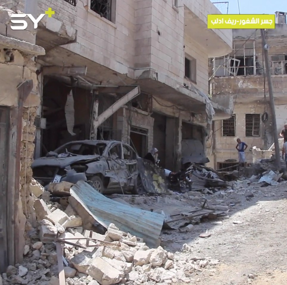 قصف جوي متواصل على مدينة جسر الشغور.. وعدد ضحايا مجزرة السوق أمس يصل لـ 15 قتيلاً في المدينة