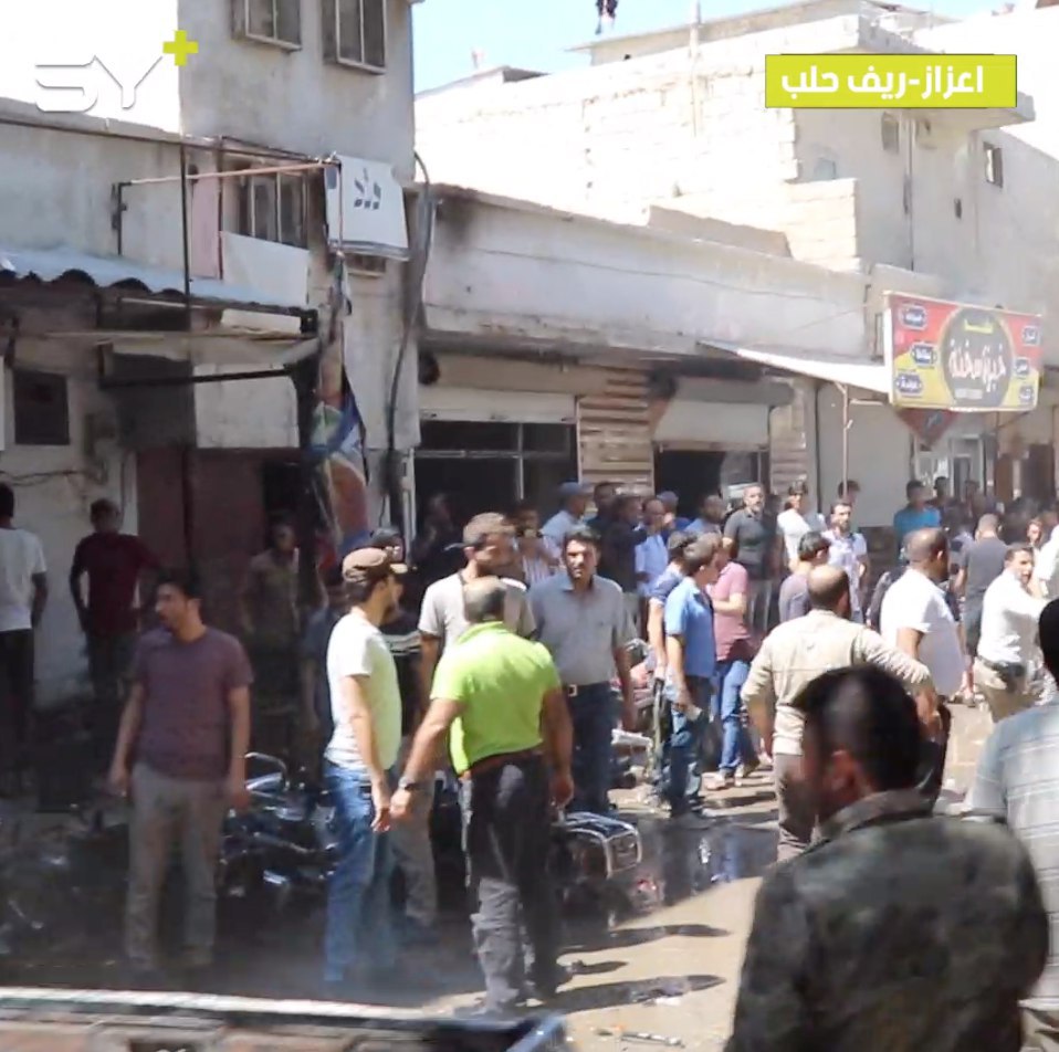 مقتل مدنيين اثنين وإصابة 11 آخرين بانفجار دراجة نارية مفخخة وسط مدينة إعزاز بريف حلب