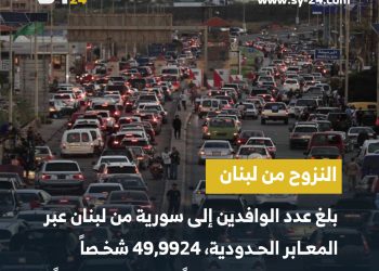إحصائية جديدة لعدد النازحين من لبنان إلى سوريا
