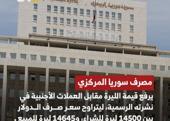 المصرف المركزي يرفع قيمة الليرة السورية