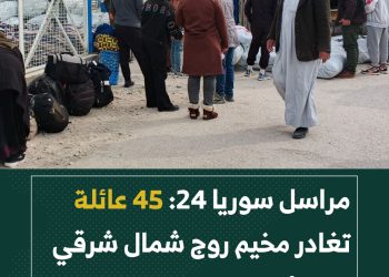 مراسل سوريا 24 في الحسكة: 45 عائلة تغادر مخيم روج شمال شرقي سوريا.