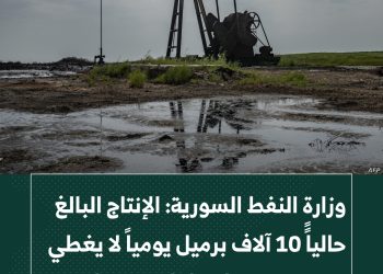 وزارة النفط السورية: الإنتاج البالغ حالياًً 10 آلاف برميل يومياً لا يغطي سوى 5% من احتياجات سوريا