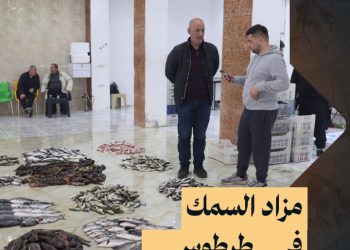 مزاد السمك سوق مفتوح للبيع والشراء بطريقة أهل طرطوس