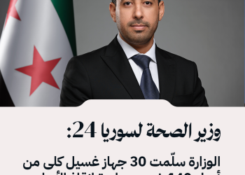وزير الصحة لسوريا 24: الوزارة سلّمت 30 جهاز غسيل كلى من أصل 140 ضمن مبادرة إنقاذ الأرواح بالتعاون مع منظمة “ميد غلوبال”