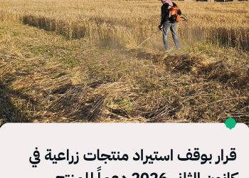 قرار بوقف استيراد منتجات زراعية في كانون الثاني 2026 دعماً للمنتج المحلي